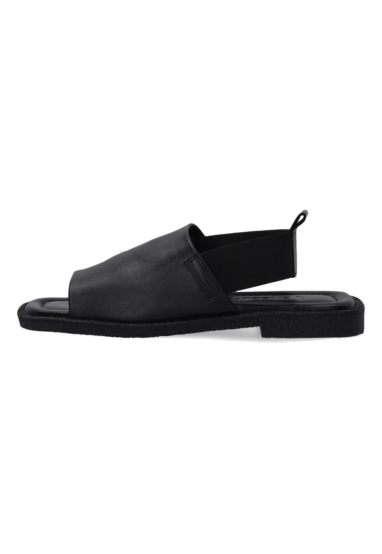 Sandale din piele cu varf patrat si bareta elastica