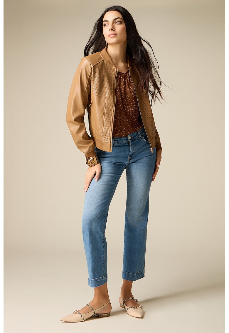 Blugi regular fit cu aspect decolorat - Albastru deschis