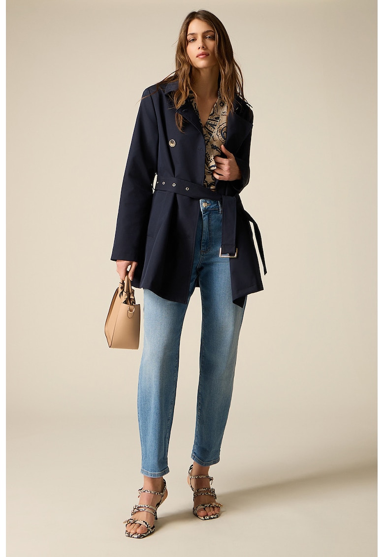 Blugi boyfriend fit cu aspect decolorat - Albastru deschis