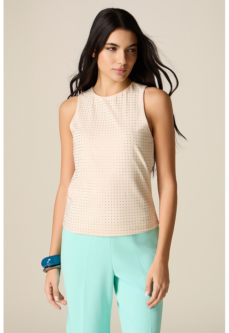 Top cu capse - Alb fildes