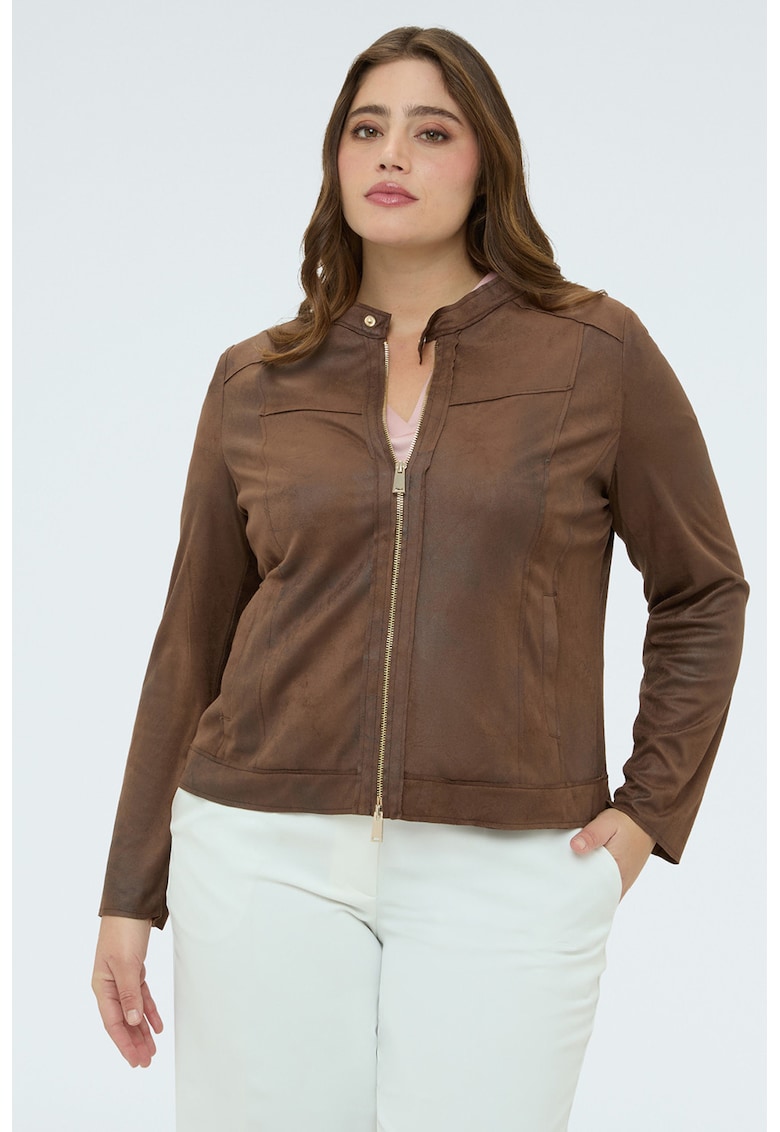 Jacheta de piele intoarsa sintetica - Maro deschis