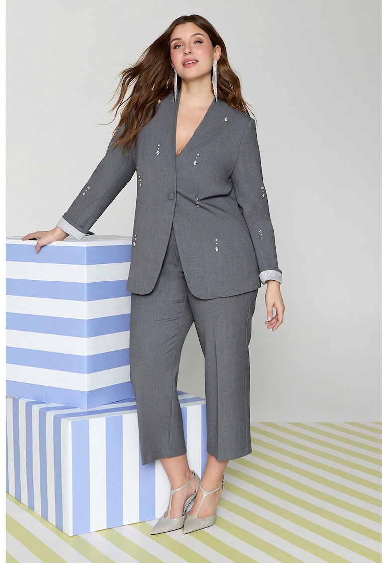 Sacou uni cu strasuri - Gri