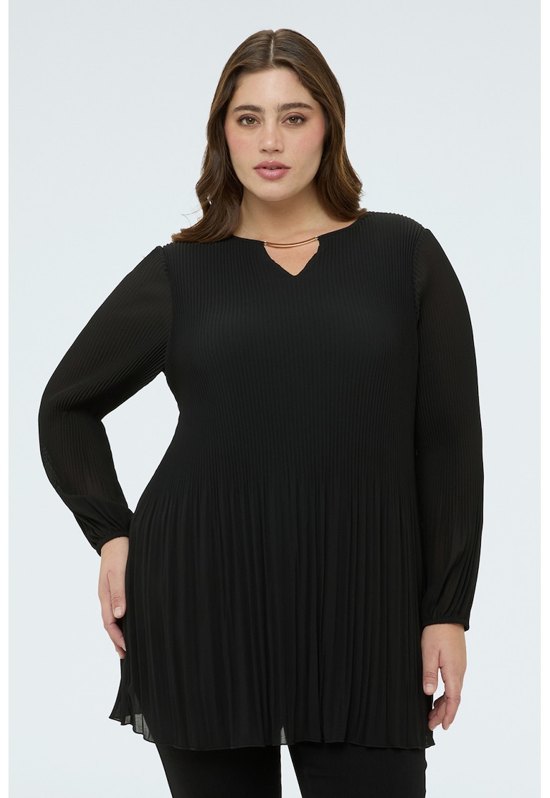 Bluza cu detalii plisate - Negru