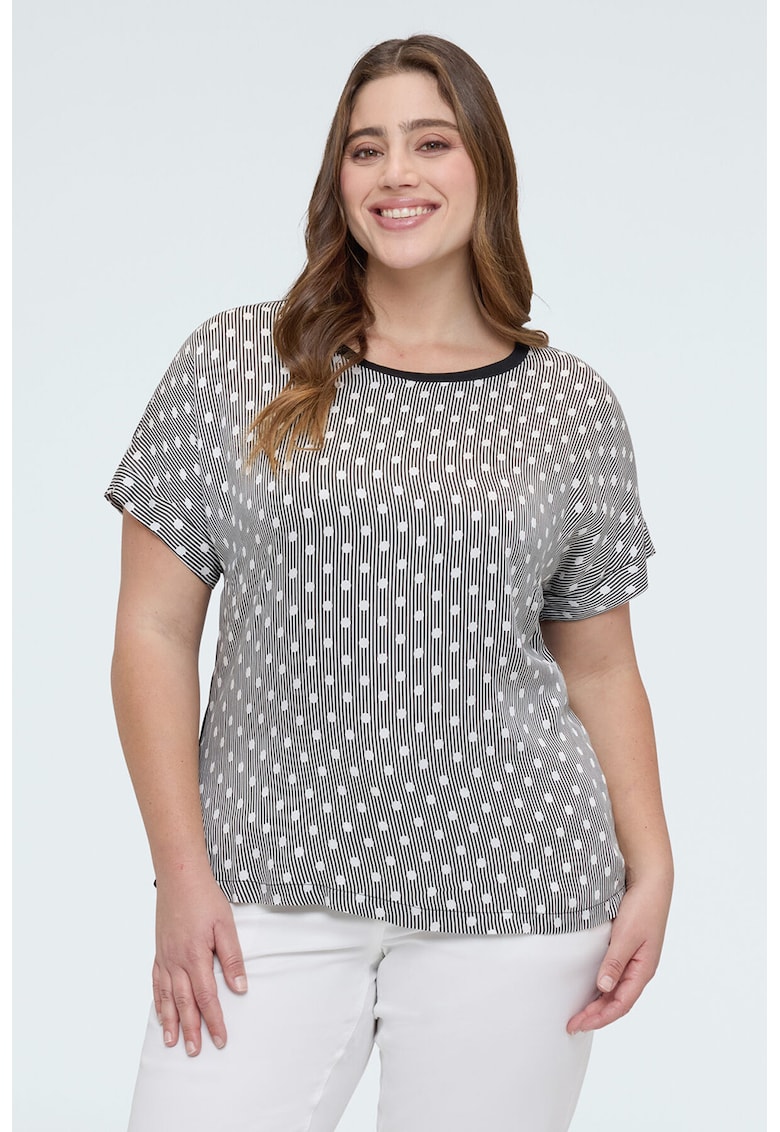 Tricou in doua nuante cu maneci chimono - Negru/Gri