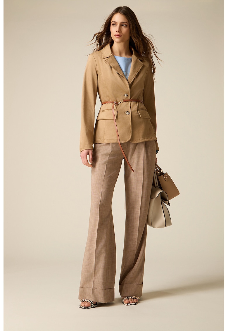 Pantaloni drepti cu pliuri - Maro camel