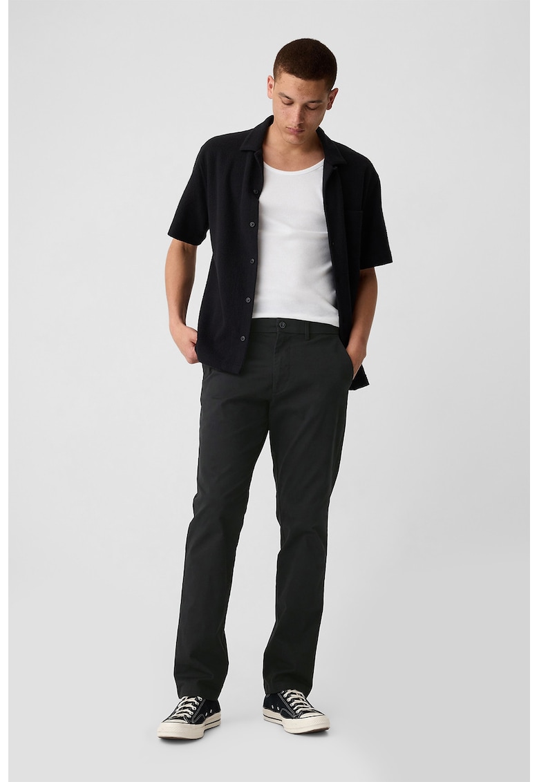 Pantaloni Chino drepti cu buzunare oblice - Negru