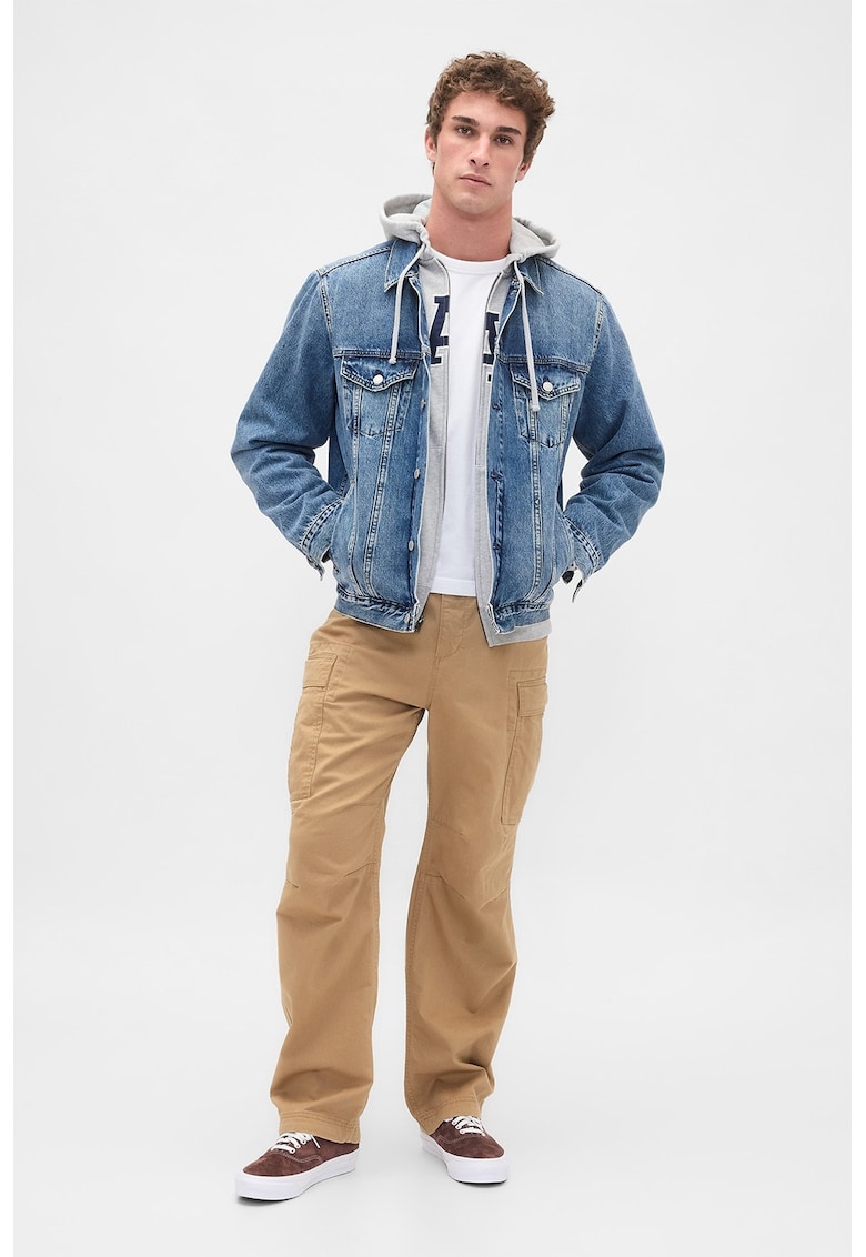 Pantaloni cargo cu terminatie ajustabila - Maro camel