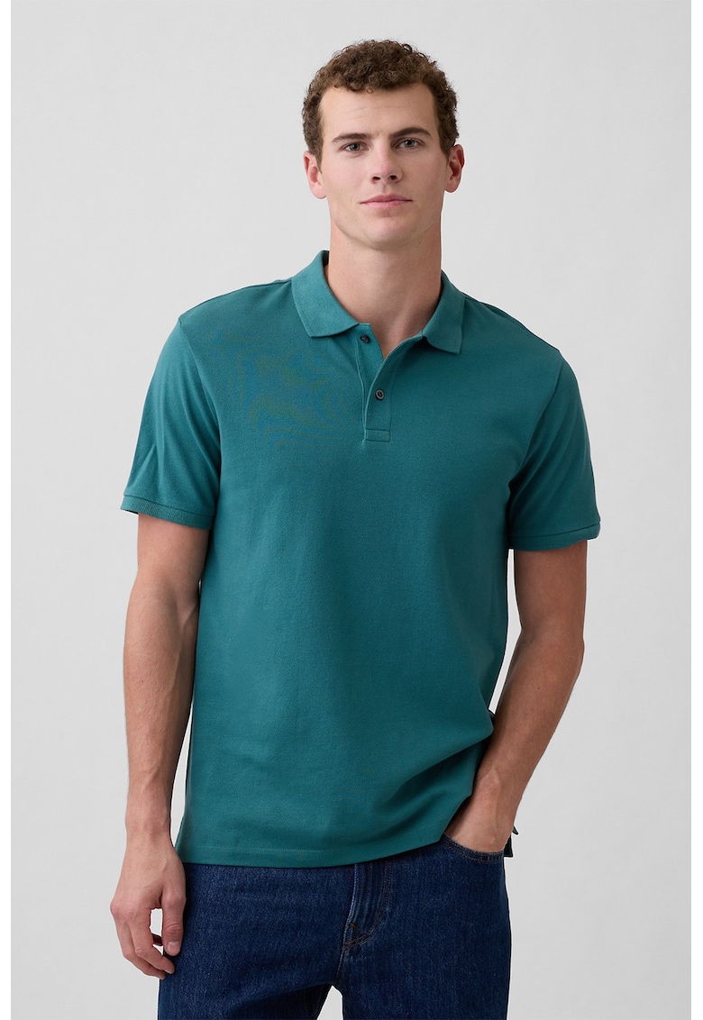 Tricou polo cu model pique - Verde persan