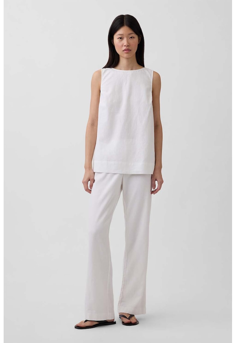 Pantaloni din amestec de in cu talie joasa - Alb murdar -