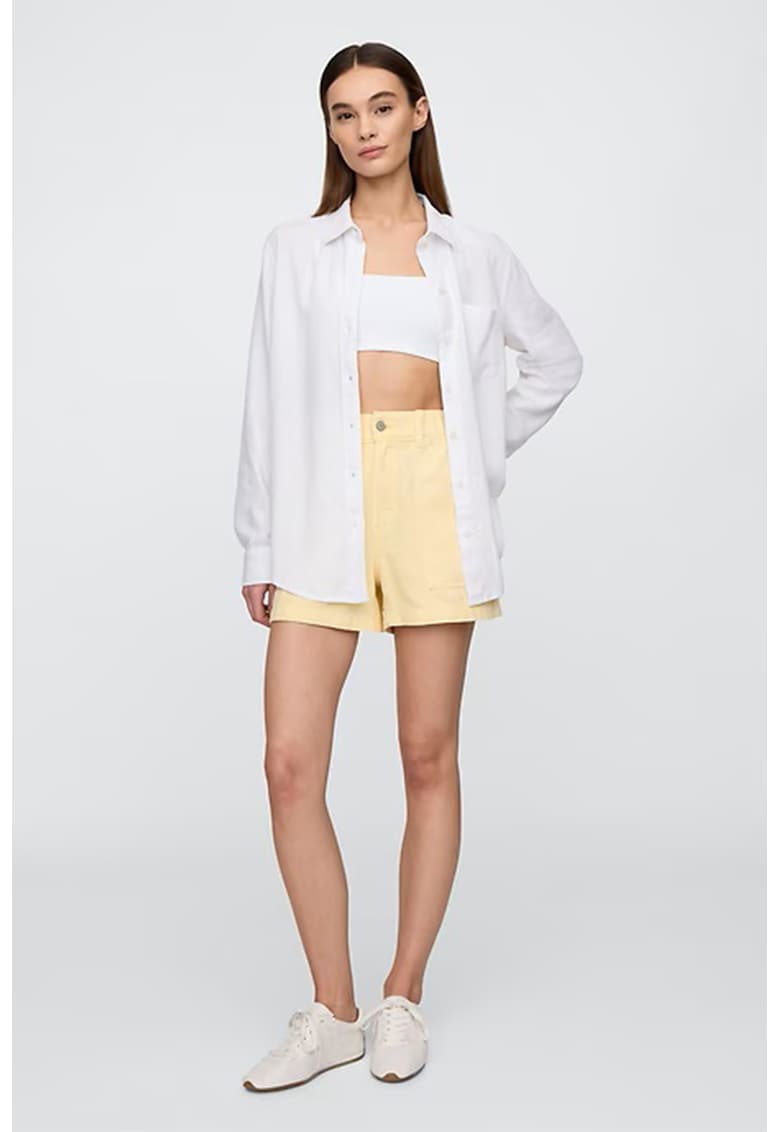 Camasa uni din amestec de in - Alb optic