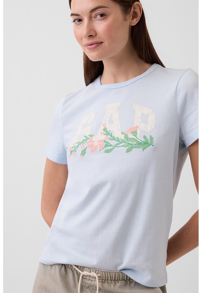 Tricou din bumbac cu imprimeu - Albastru pal