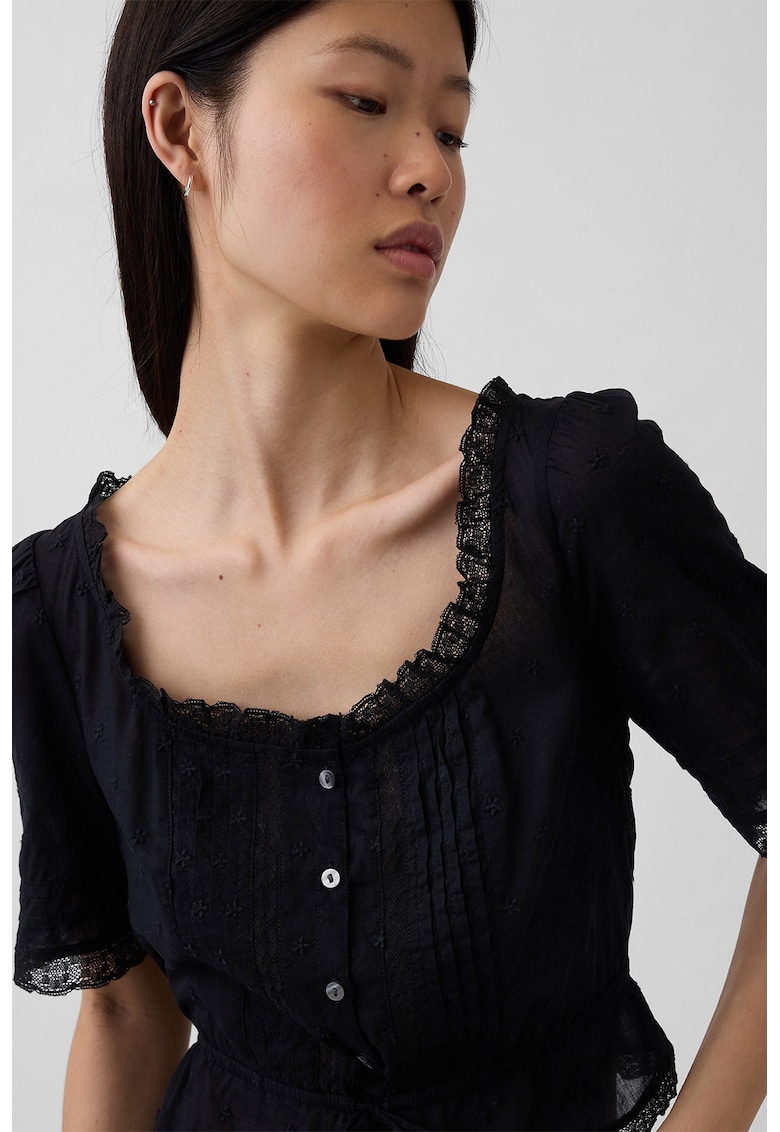 Bluza crop cu maneci scurte - Negru