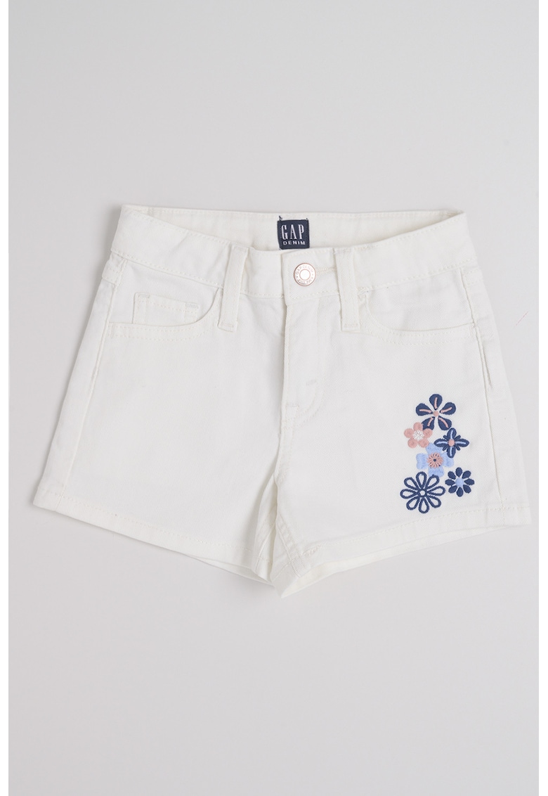 Blugi scurti cu broderie - Alb