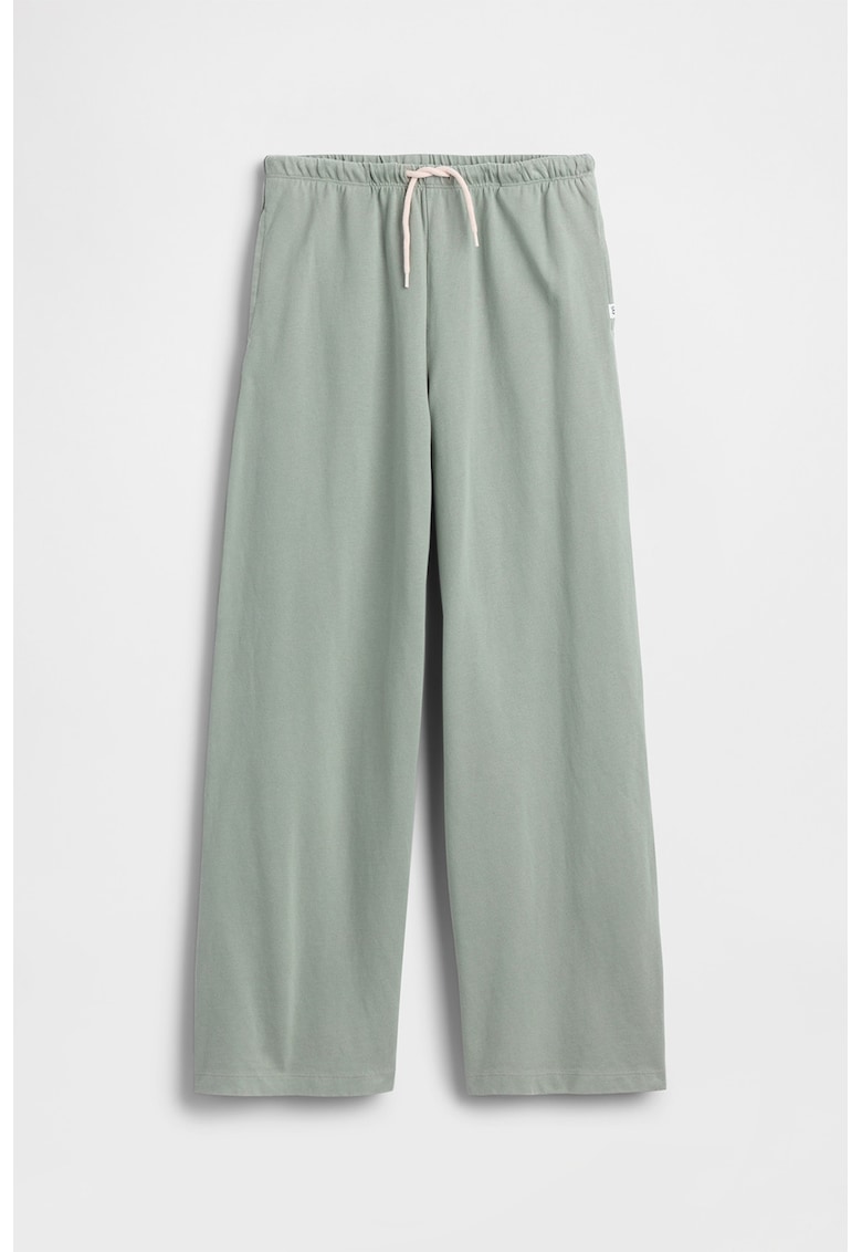 Pantaloni de trening din bumbac cu snur in talie - Verde deschis