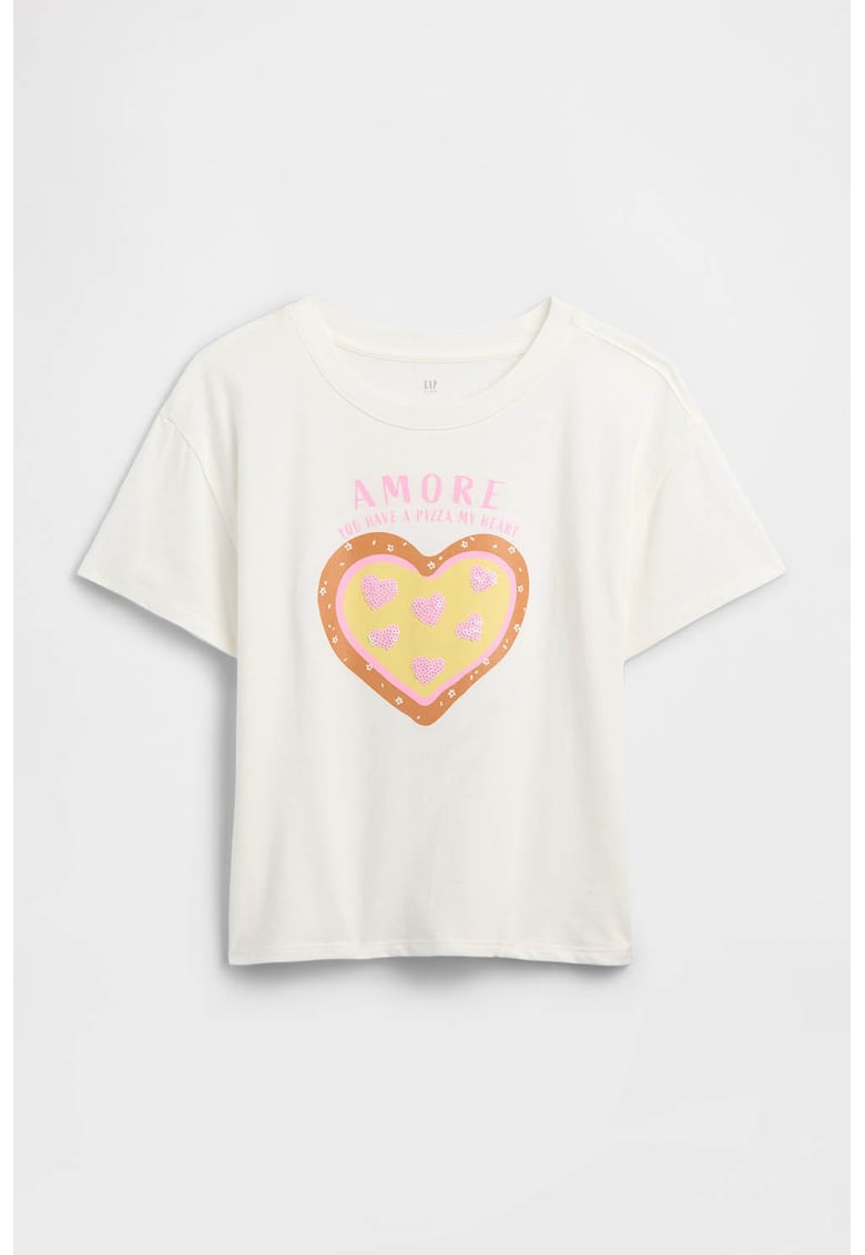 Tricou regular fit cu imprimeu grafic - Portocaliu mandarina/Alb murdar/Maro pamantiu