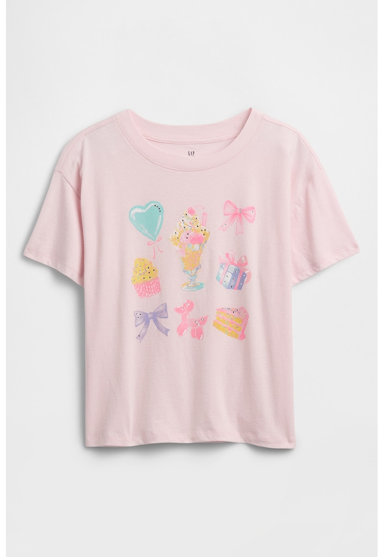 Tricou regular fit cu imprimeu grafic - Roz deschis