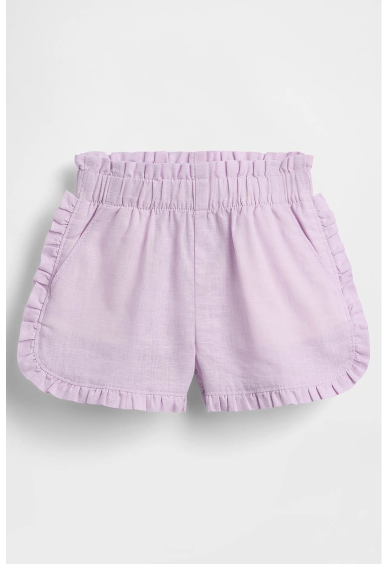 Pantaloni scurti uni din in si bumbac - Lila