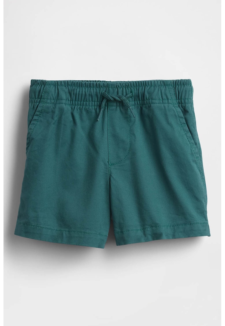 Pantaloni scurti din bumbac cu snur - Verde englez