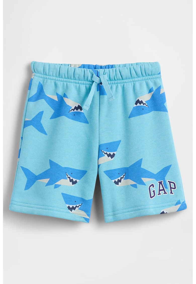 Pantaloni scurti din amestec de bumbac cu imprimeu - Albastru pastel