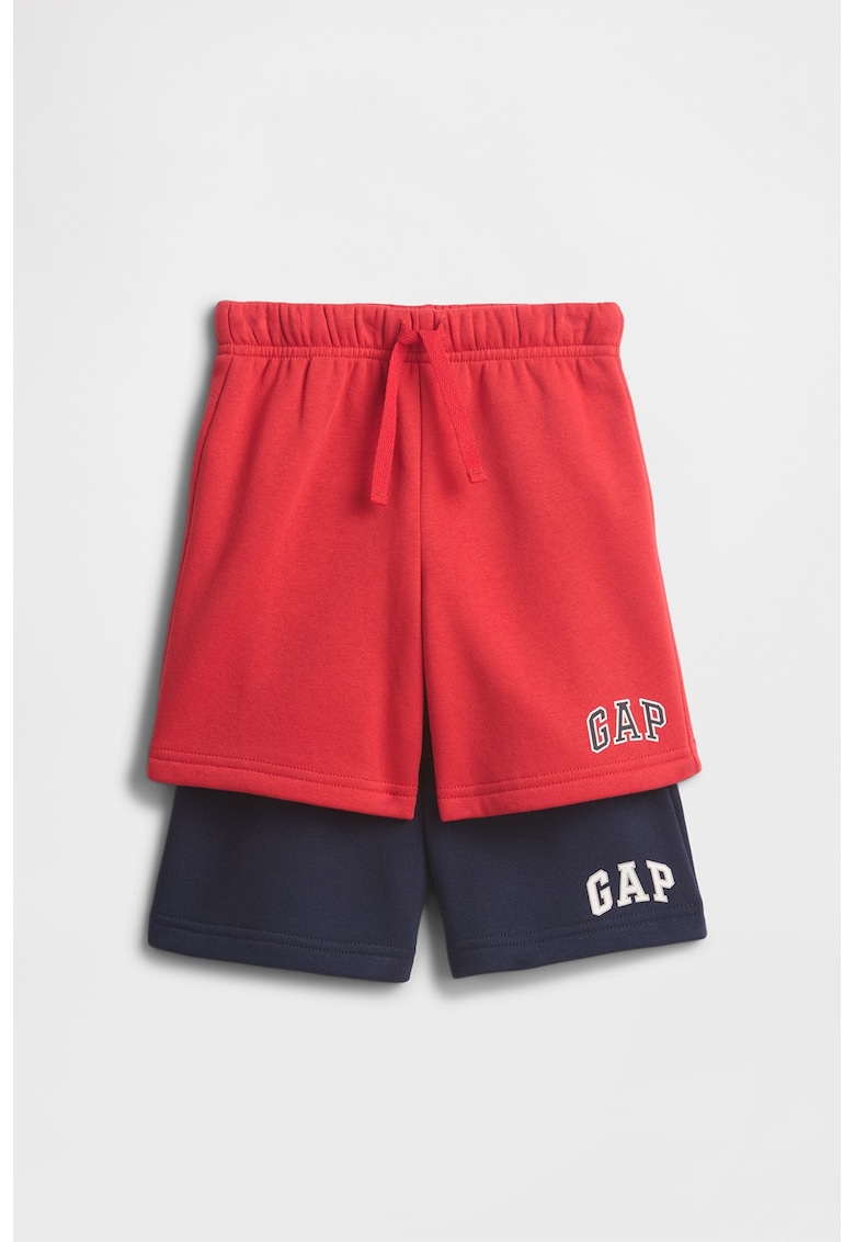 Set de pantaloni scurti de trening cu imprimeu logo - 2 perechi - Coral/Bleumarin