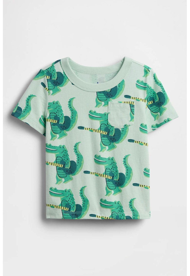 Tricou de bumbac cu imprimeu grafic - Verde/Verde pal