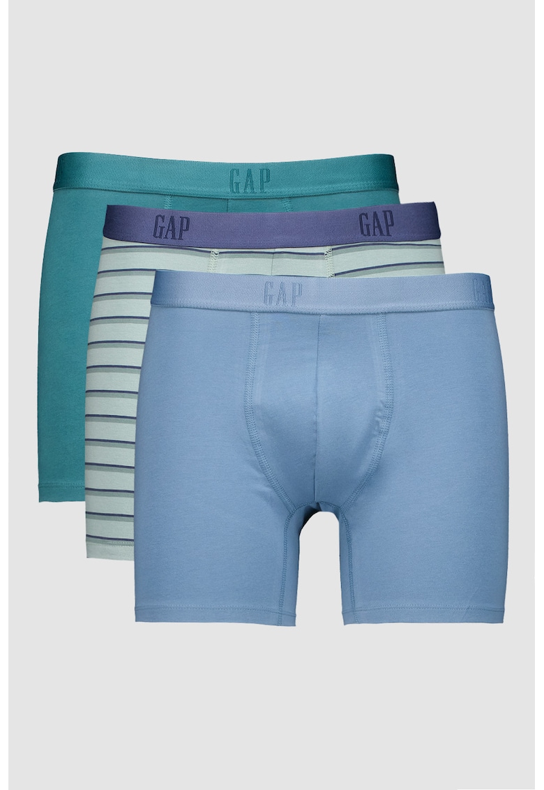 Set de boxeri din amestec de bumbac - 3 perechi - Verde/Albastru