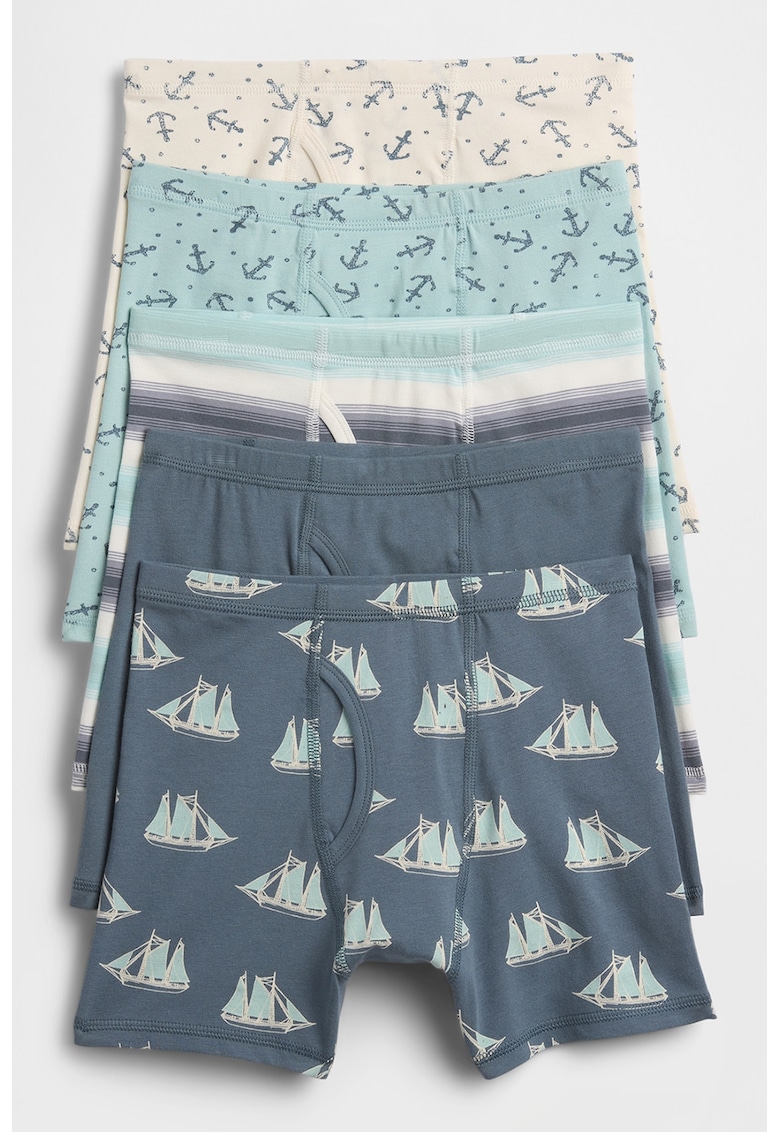 Set de boxeri din amestec de bumbac - 5 perechi - Bej/Gri cenusiu/Gri inchis