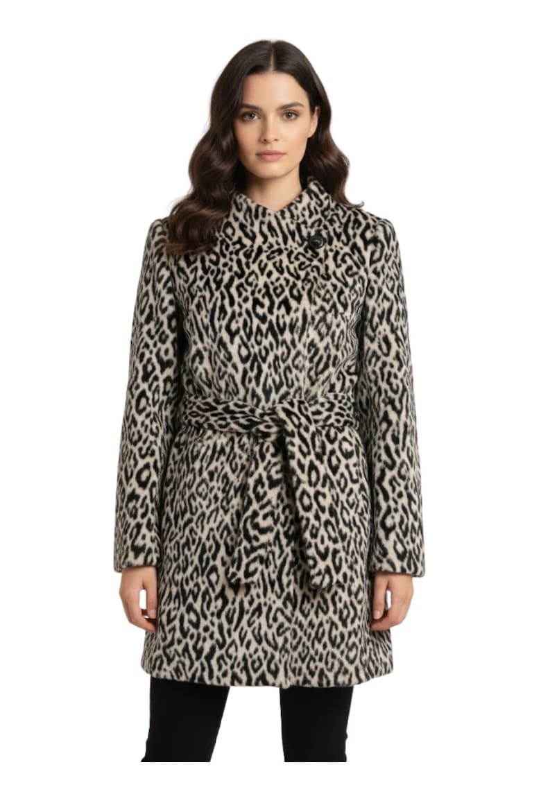 Palton lung cu imprimeu leopard -