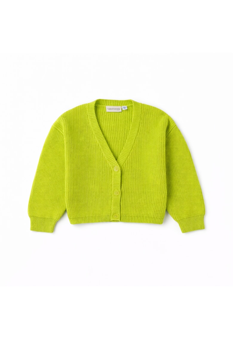 Cardigan pentru Fetite Verde Lime din Tricot Englezesc