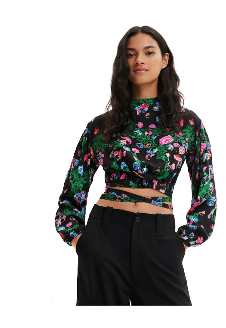 Bluza Crop cu snur in talie