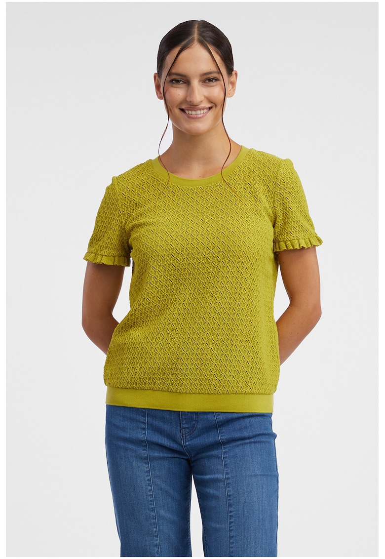 Tricou texturat cu decolteu rotund - Verde lime