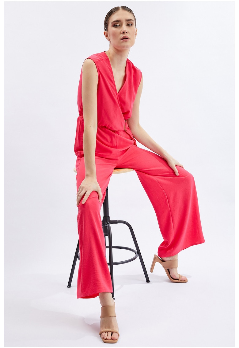 Salopeta ampla cu detaliu drapat - Roz aprins