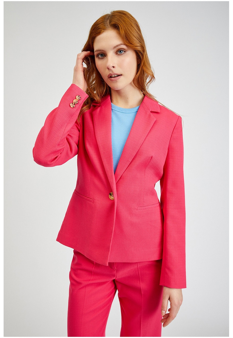 Sacou uni cu un nasture - Roz aprins