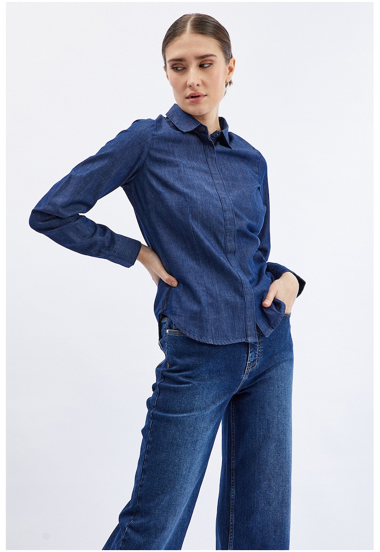 Camasa de denim slim fit - Bleumarin