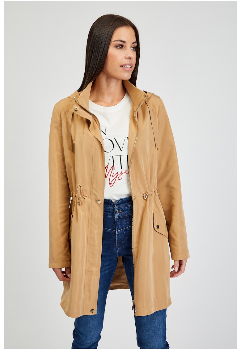 Jacheta usoara cu gluga si talie ajustabila - Portocaliu stins