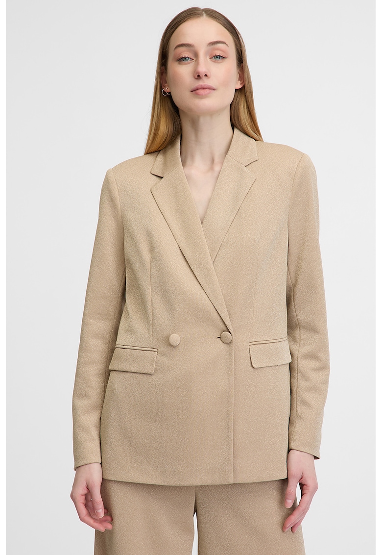 Sacou cu doua randuri de nasturi si buzunare cu clapa - Bej