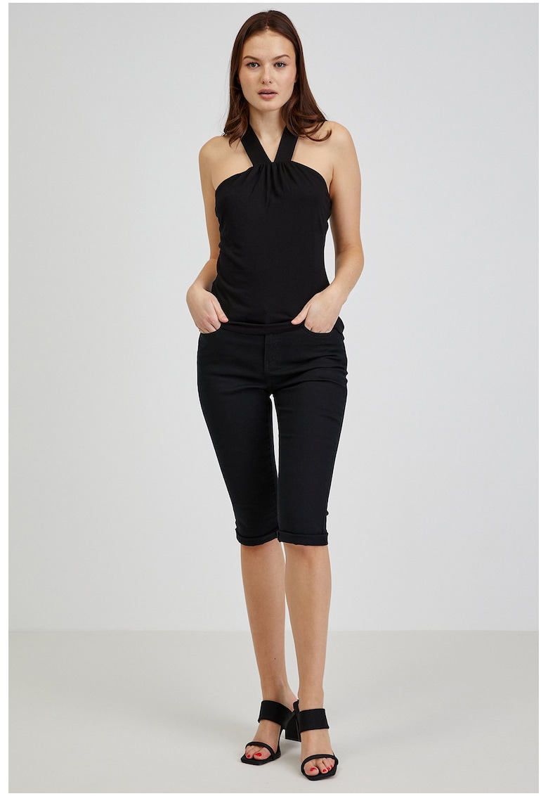 Top cu decolteu halter - Negru