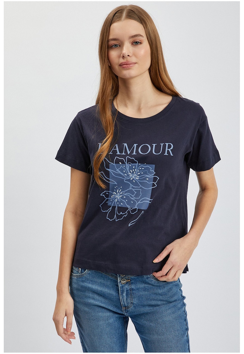 Tricou de bumbac cu imprimeu - Bleumarin