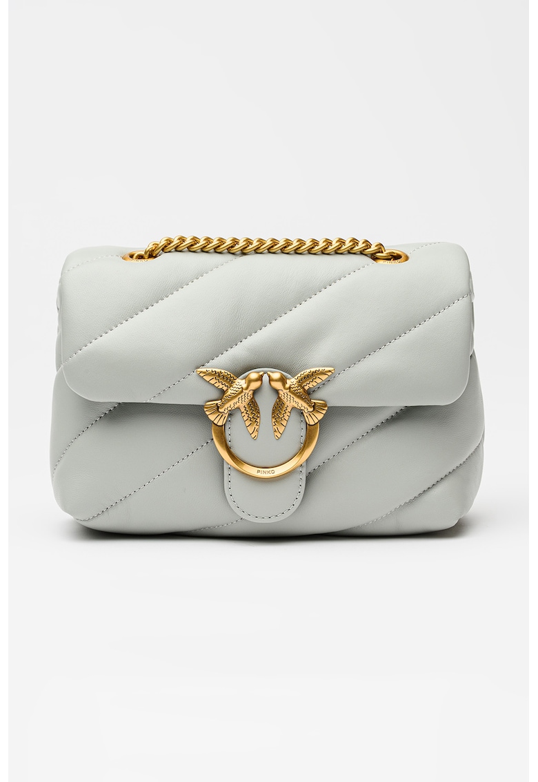 Geanta crossbody de piele Love Puff - Gri deschis
