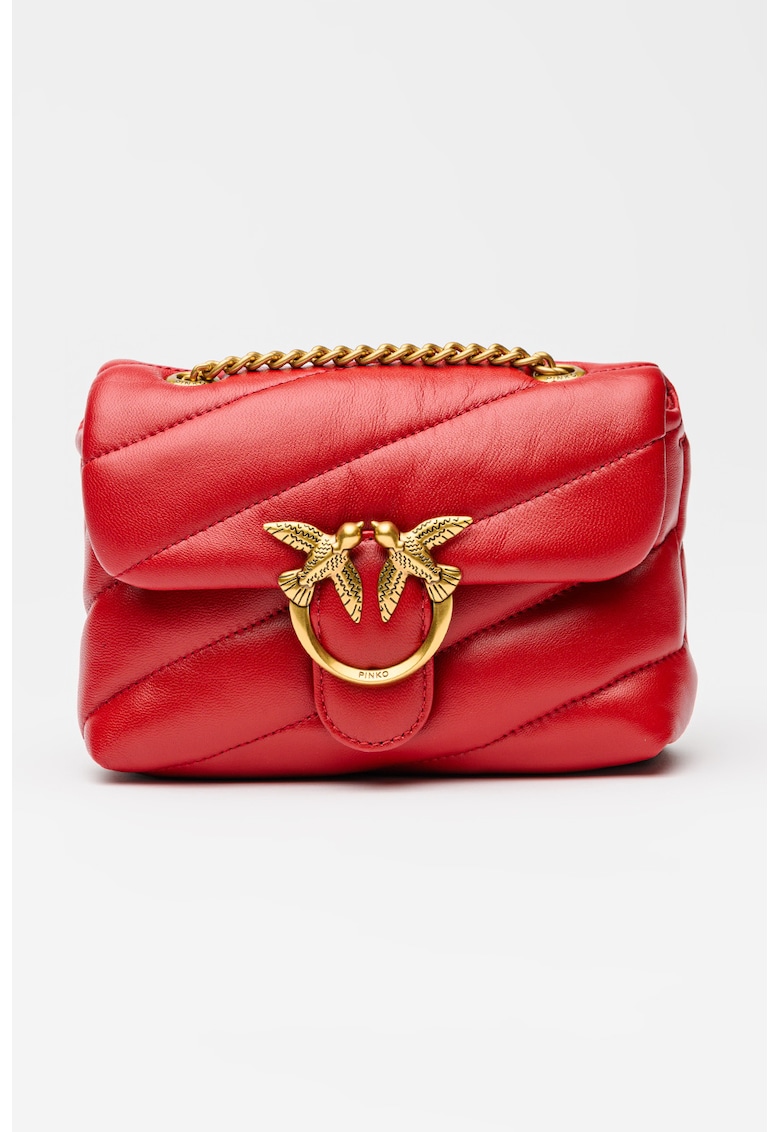 Geanta crossbody - matlasata din piele Love Baby Puff - Rosu inchis