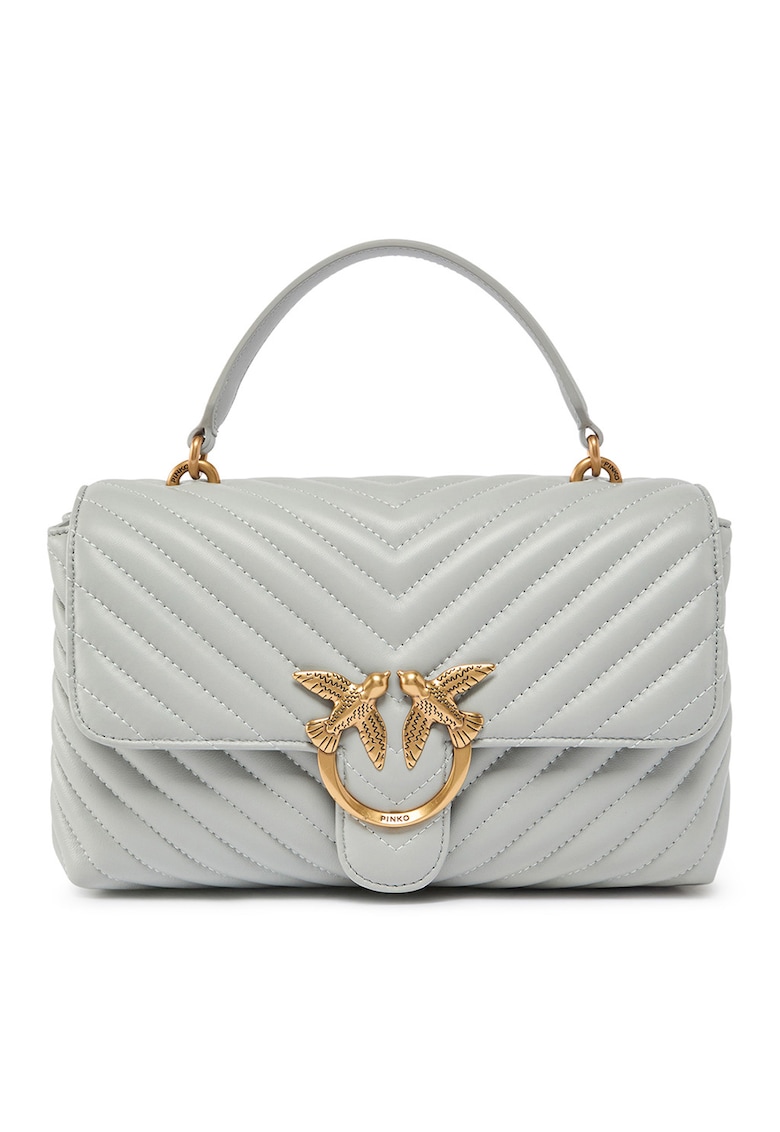 Geanta crossbody de piele Love Lady Puff - Gri deschis - 17 x 26 x 8 cm