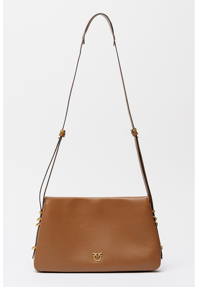 Geanta crossbody de piele cu trei compartimente - Maro Siena