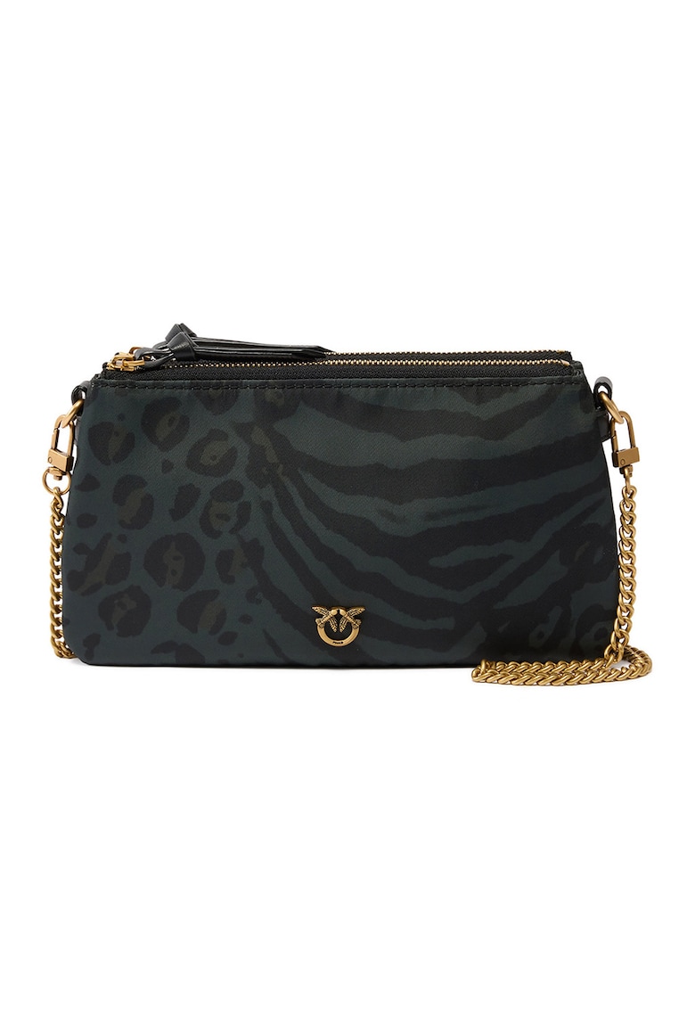 Geanta crossbody de piele cu bareta detasabila - Negru/Mint