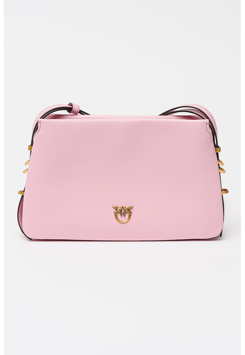 Geanta crossbody de piele Triplet Mini - Roz bombon/Auriu antichizat