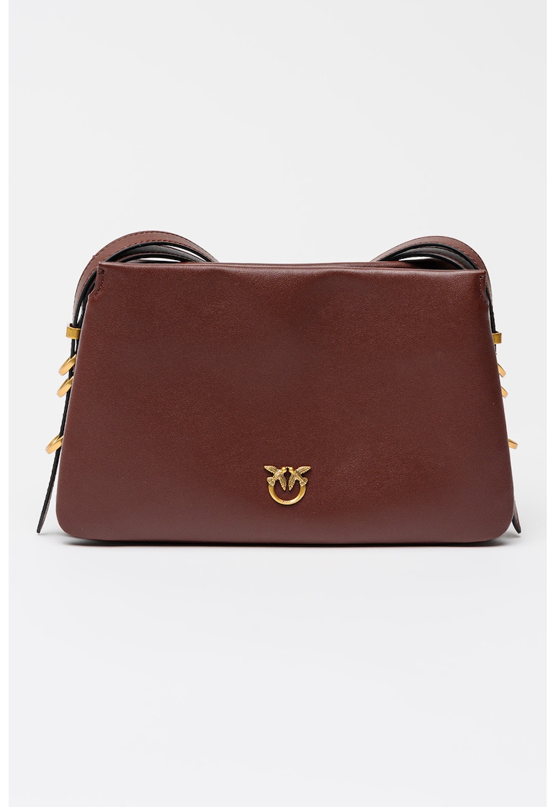 Geanta crossbody de piele Triplet Mini - Rosu inchis