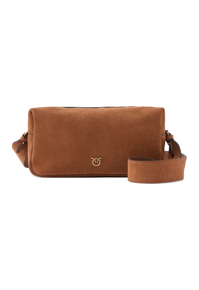 Geanta crossbody de piele intoarsa - Caramel