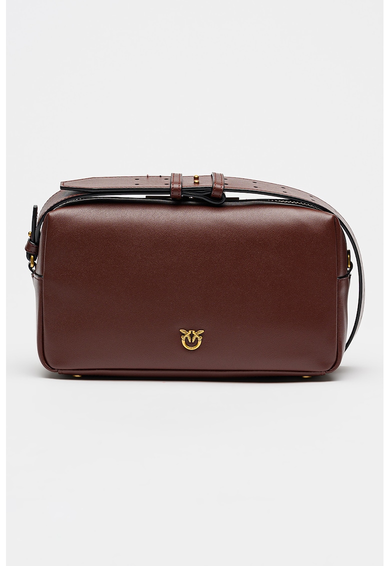 Geanta crossbody uni de piele - Rosu vintage