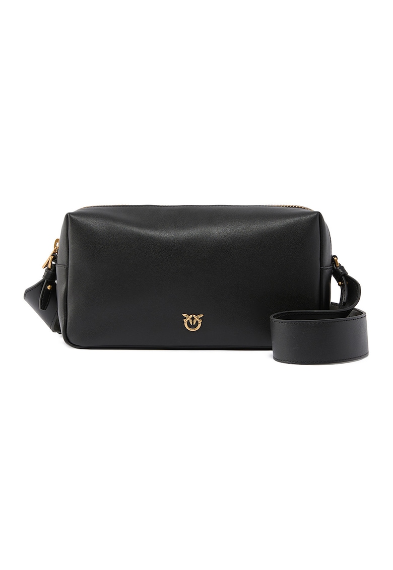 Geanta crossbody uni de piele - Negru