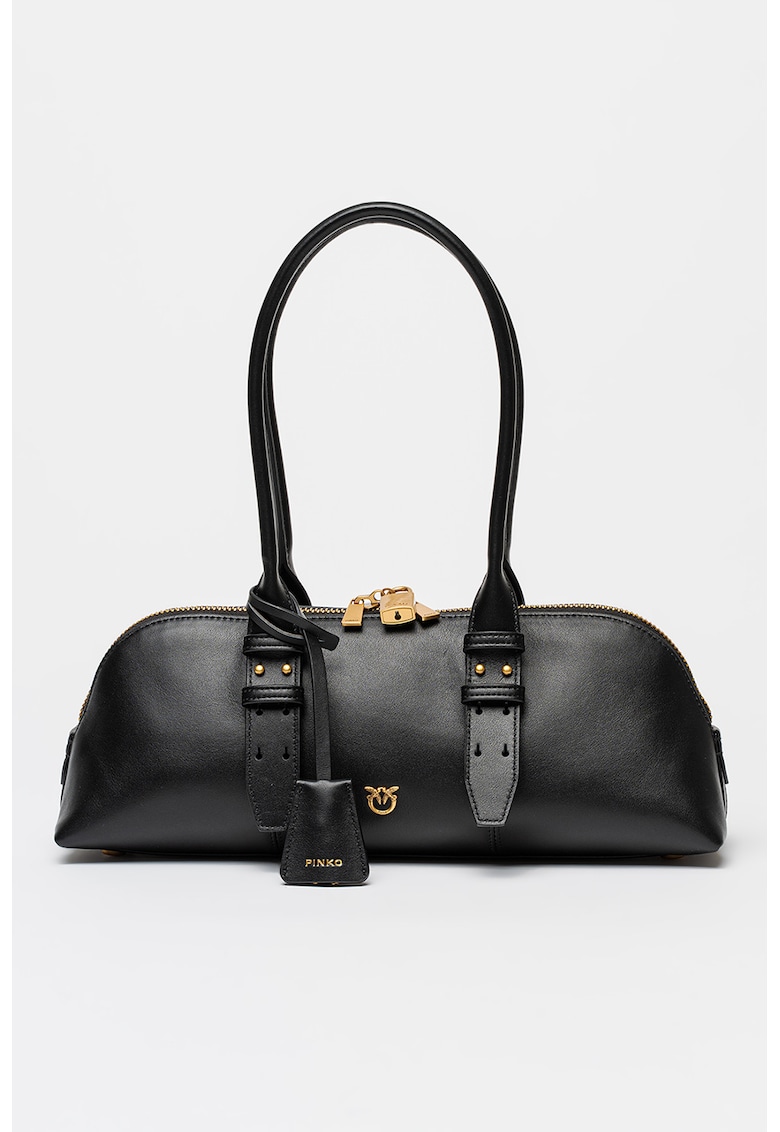 Geanta de piele cu bareta detasabila de umar - Black Onyx