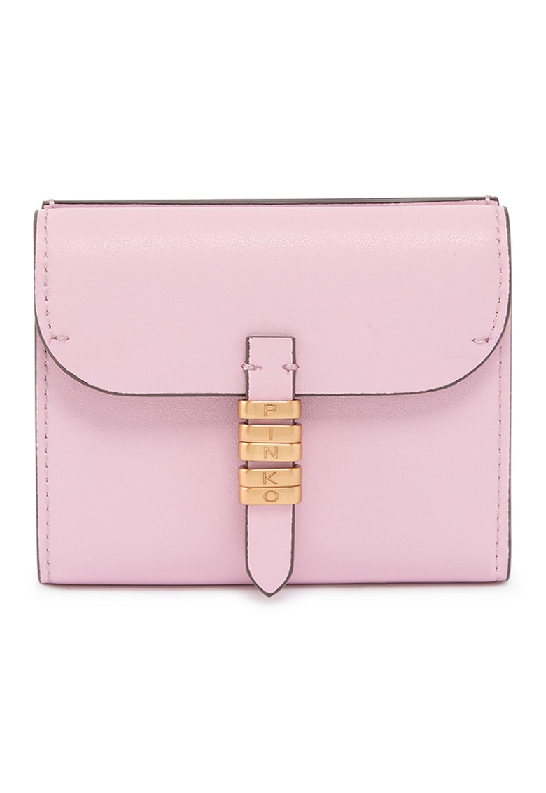 Portofel de piele cu logo - Roz pastel